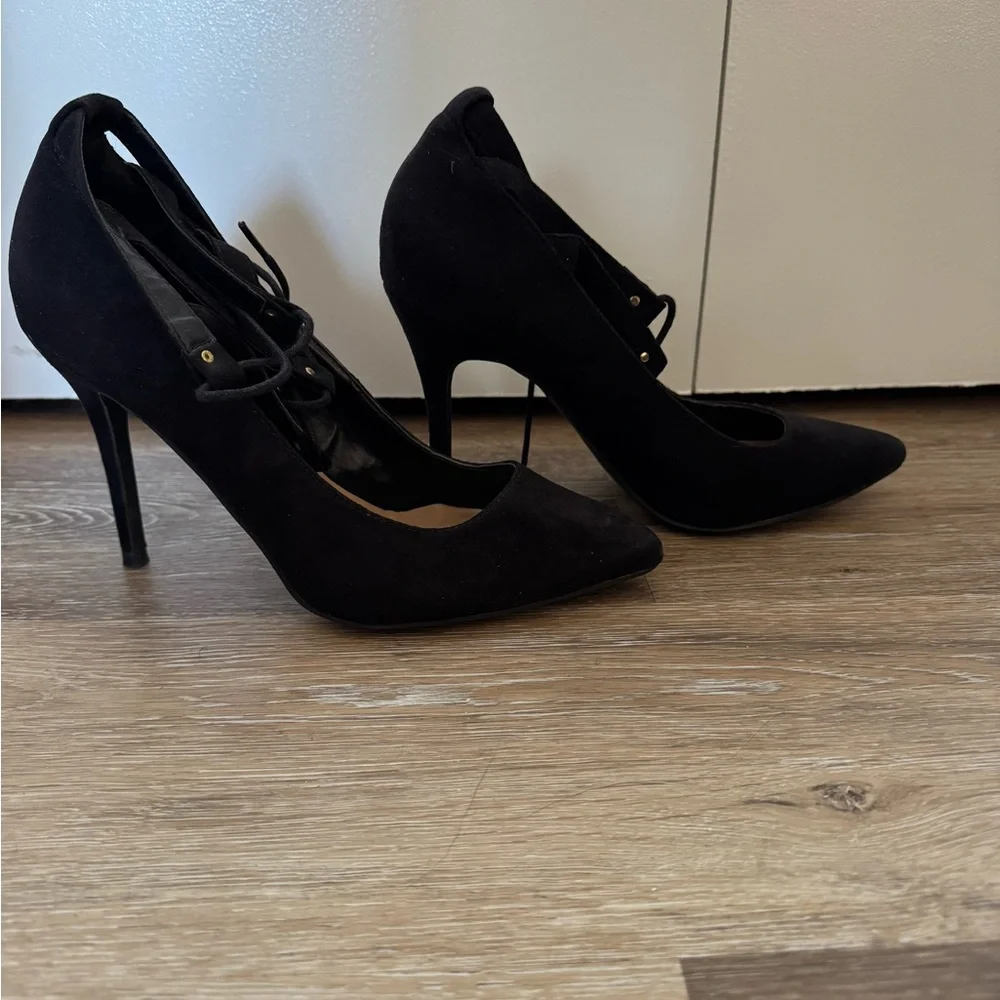 New Look Pointed Toes Black Suede Pump Heels 39 EU
